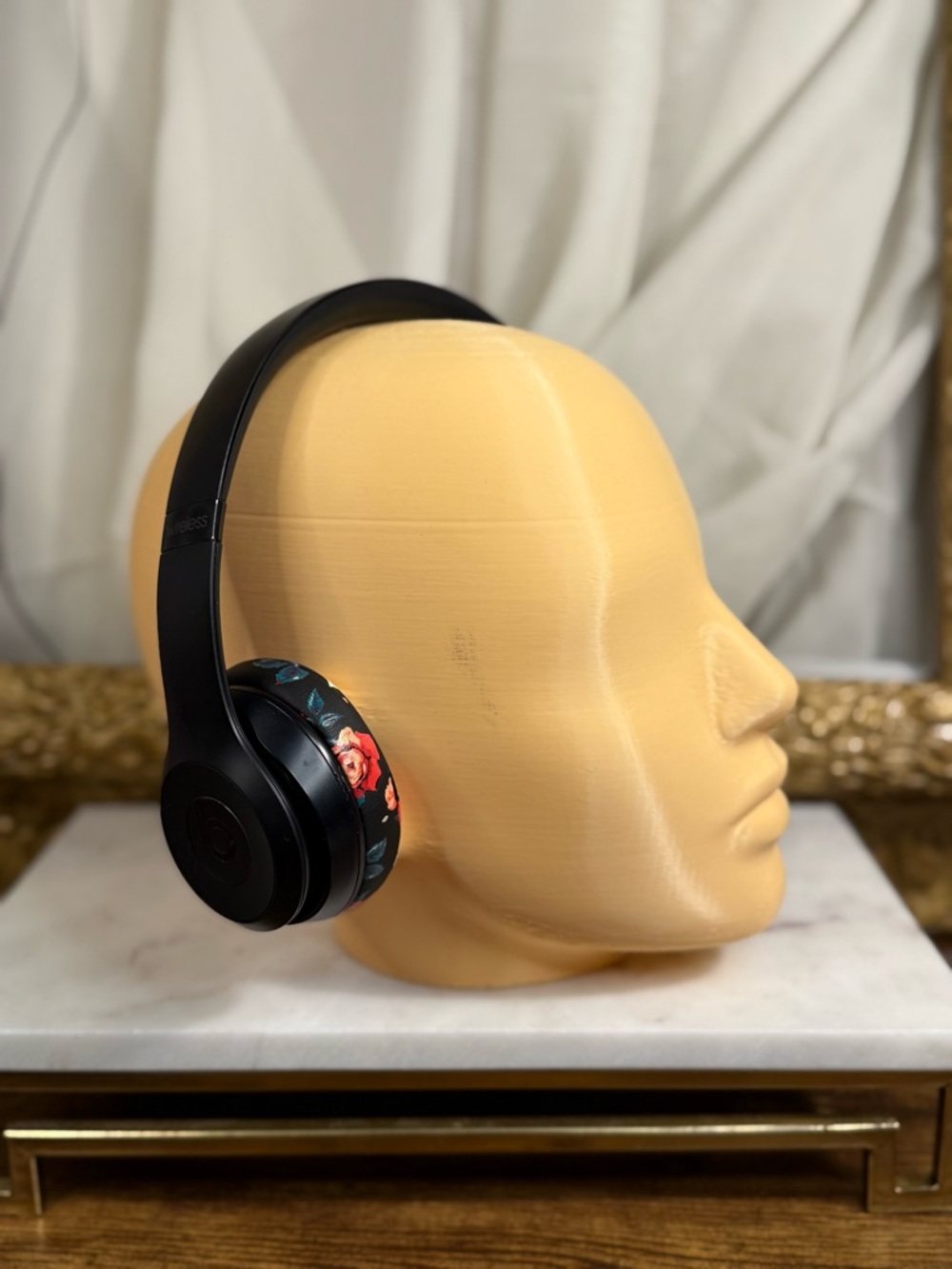 Beats By Dr Dre Wireless Over-Ear Headphones with Floral Ear Cup Accents - Black